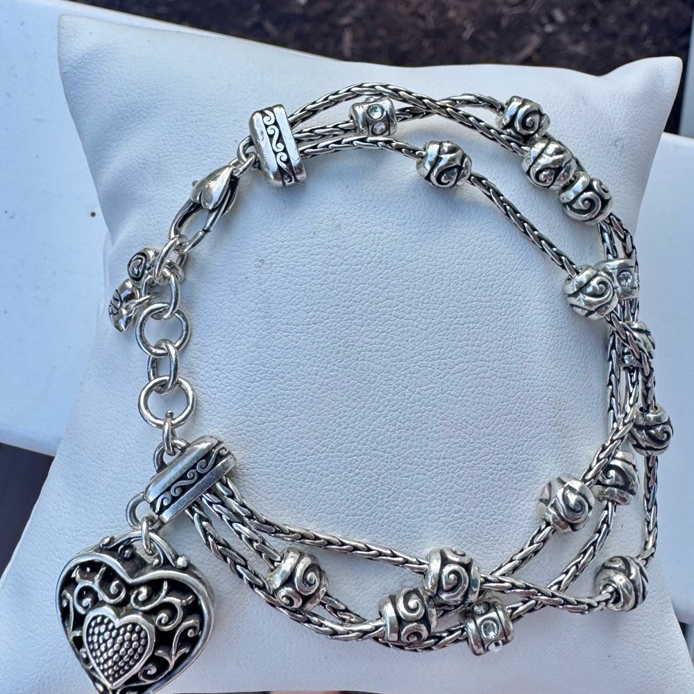 Brighton Silver Heart Charm Bracelet